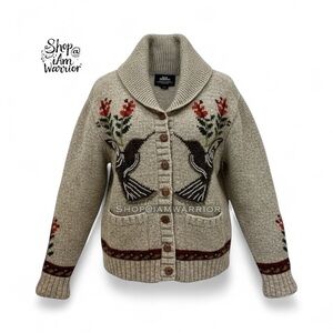 Embroidered hummingbird Nepal chunky hand-knit cardigan sweater *shop@iamwarrior